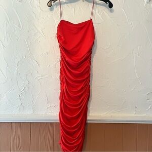 Forever 21 Form Fitting Ruched Red Dress Size Small
